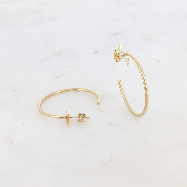 Capucia Creole earrings - lightning bolt effect with zirconium oxides
