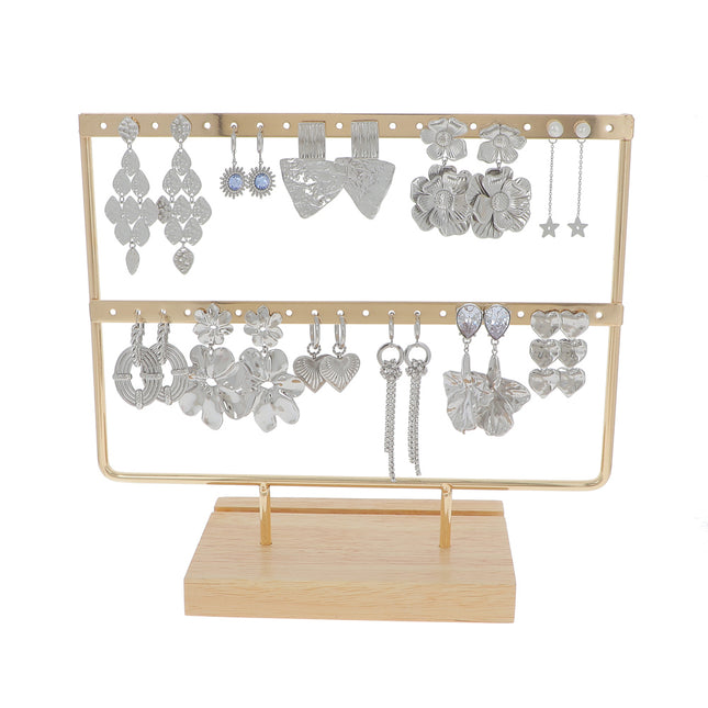 Kit de 22 (11+11) boucles - rhodium - prix moyen de 7,60€/pr - Présentoir offert