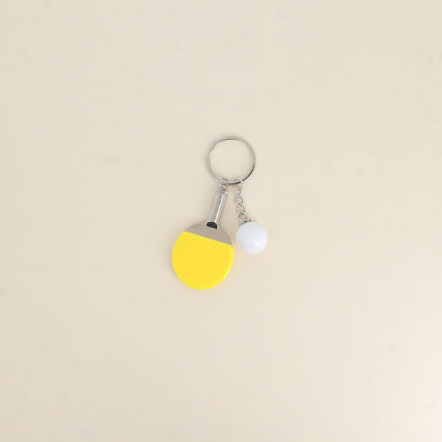 Ping-pong paddle and ball keychain
