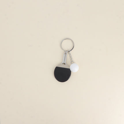 Ping-pong paddle and ball keychain
