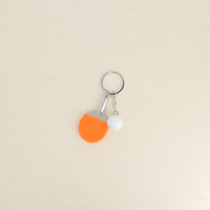 Ping-pong paddle and ball keychain