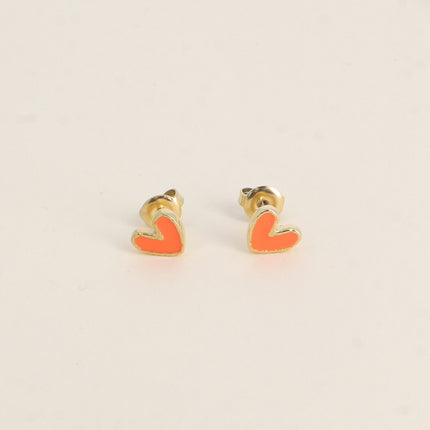 Boucles puces - coeur en émail