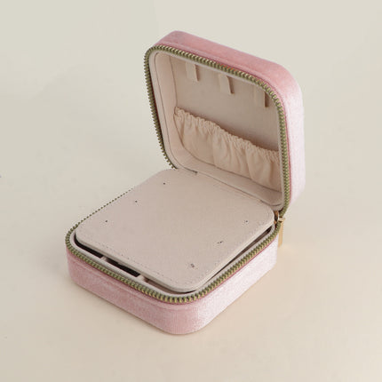 Boîte à bijoux carré en velours (avec miroir)