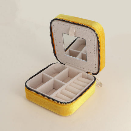 Boîte à bijoux carré en velours (avec miroir)