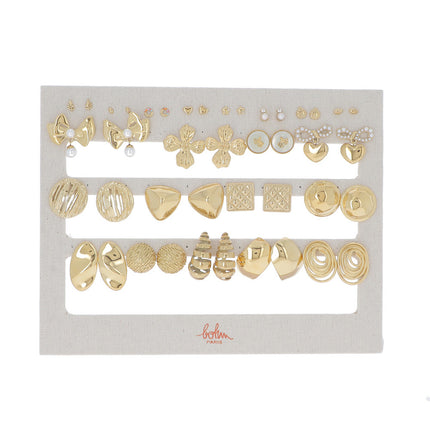 Kit de 21 boucles - doré - prix moyen de 4,80€/pr - Présentoir offert