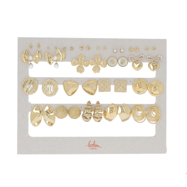 Kit de 21 boucles - doré - prix moyen de 4,80€/pr - Présentoir offert