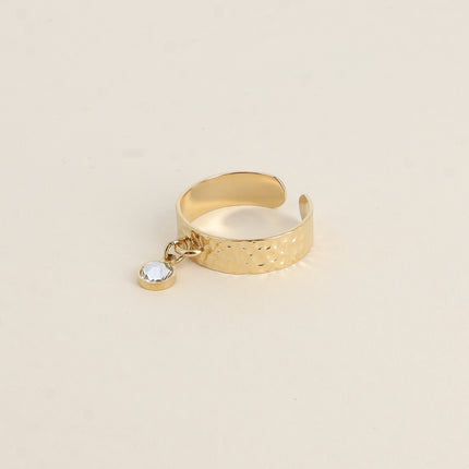 Bague - anneau martelé et pampille avec cristal PP29