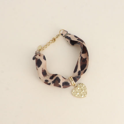 Bracelet Agla - tissu et pampille coeur texturé