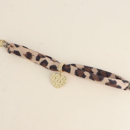 Bracelet Agla - tissu et pampille coeur texturé