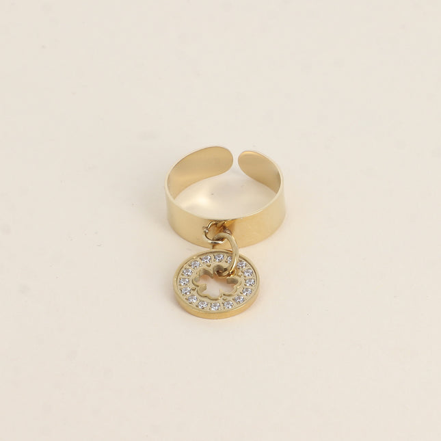 Bague Isabelline - trèfle - oxydes de zirconium