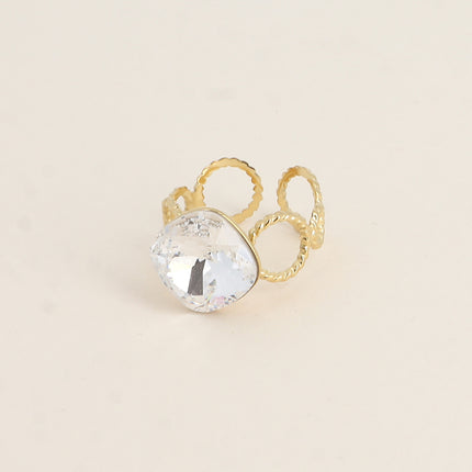 Bague Dasia - anneau aux cercles striés et orné de cristaux Swarovski®