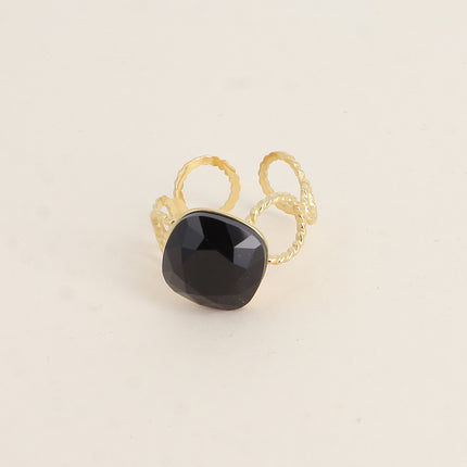 Bague Dasia - anneau aux cercles striés et orné de cristaux Swarovski®