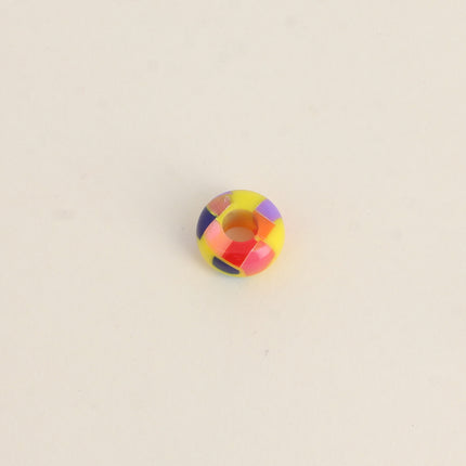 Perle de donut en résine facetté multicolor de 13mm, 10 pièces