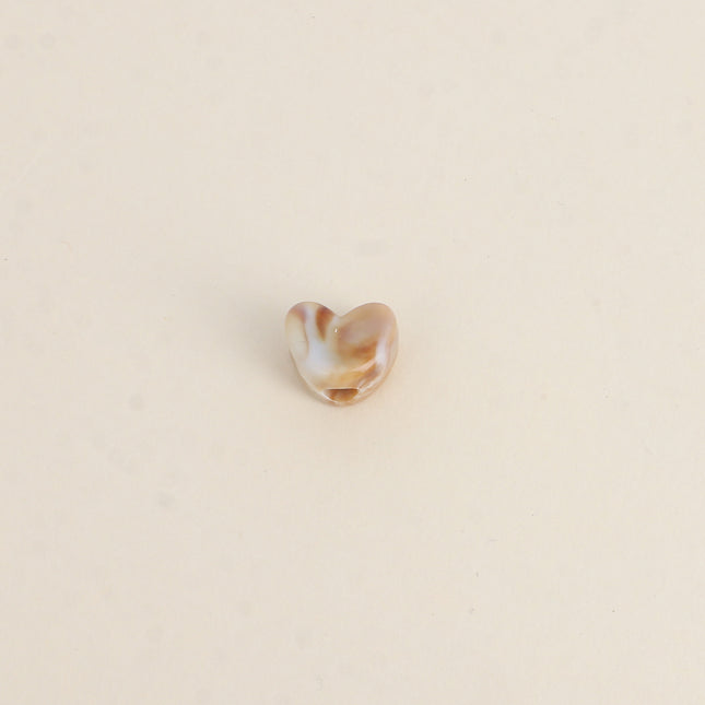 Perle de coeur en résine à enfiler, 10 pièces