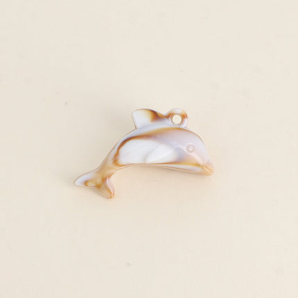 Perle en forme de dauphin en résine à enfiler, 6 pièces