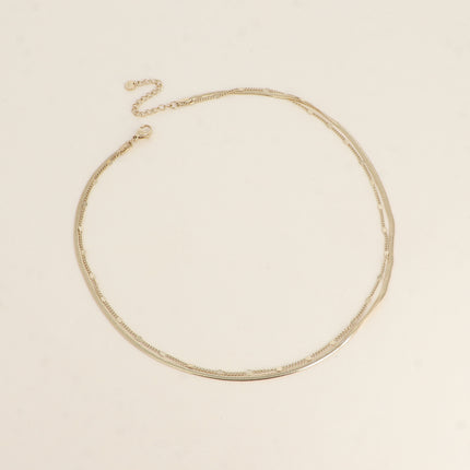 Collier 2 rangs - mailles forçat pincée et miroir