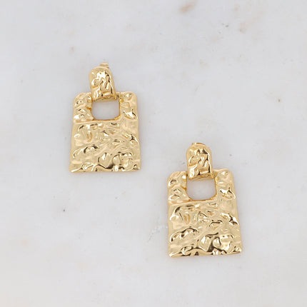 Shelly Dangle Earrings - 2 Pieces Hammered Stainless Steel