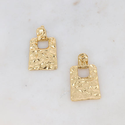 Shelly Dangle Earrings - 2 Pieces Hammered Stainless Steel