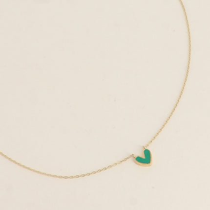 Collier - pendentif coeur en émail