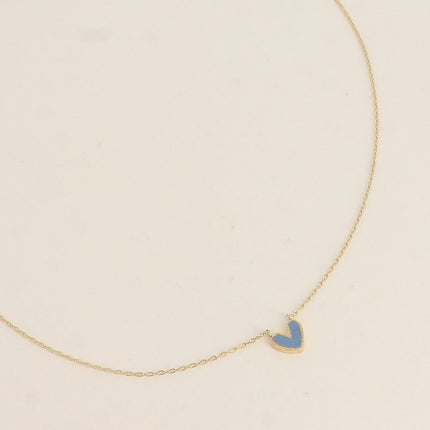 Collier - pendentif coeur en émail