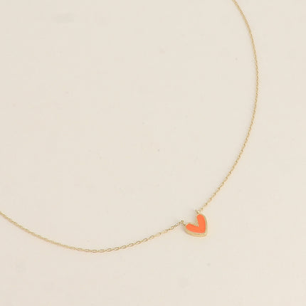 Collier - pendentif coeur en émail