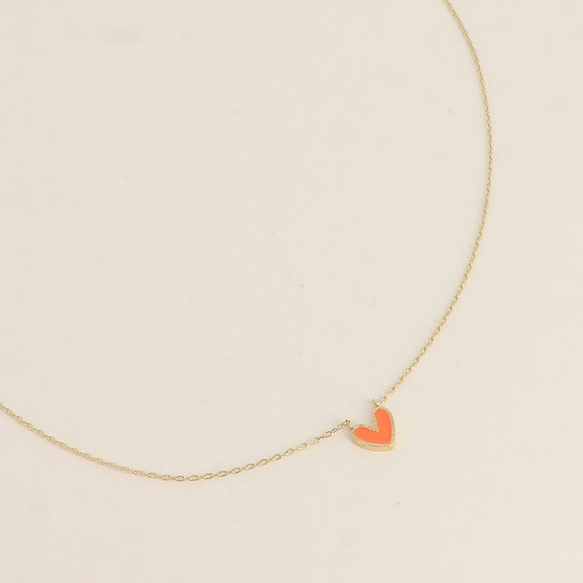 Necklace - enamel heart pendant