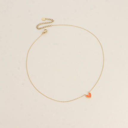 Collier - pendentif coeur en émail