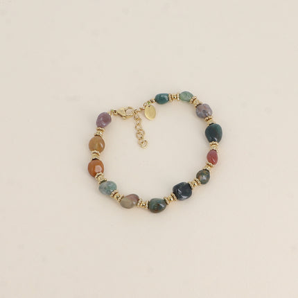 Bracelet sur câble Isaline - perles en acier et pierres naturelles