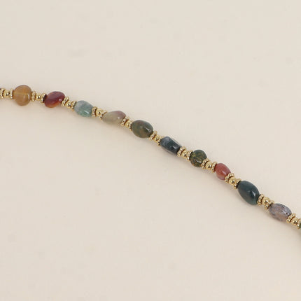Bracelet sur câble Isaline - perles en acier et pierres naturelles