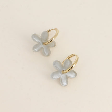 Créoles - anneau simple et fleur en acétate coloré
