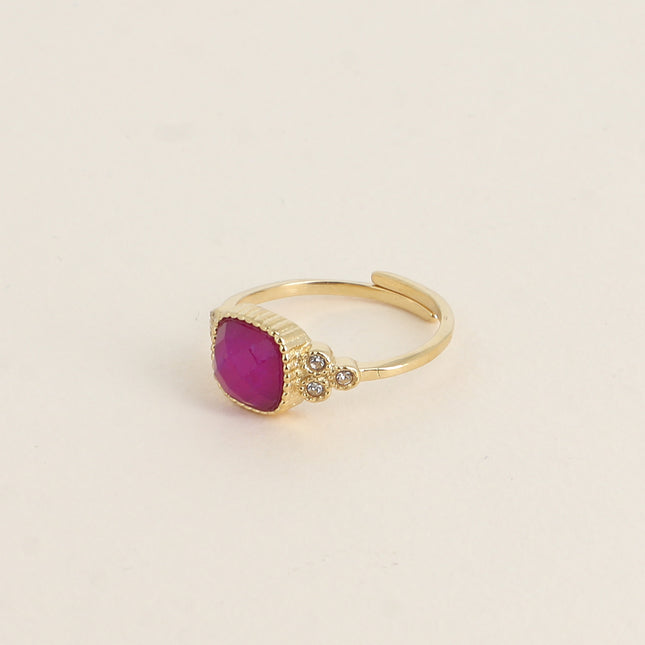 Maréa delicate ring - square natural stone and cubic zirconia