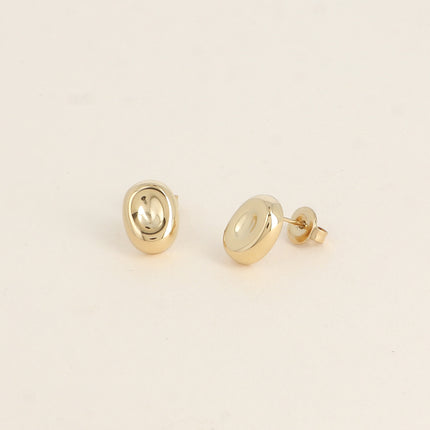 Stud earrings - small domed and curved disc