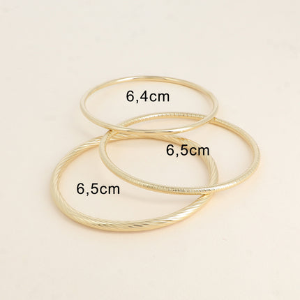 Lot de 3 joncs - lisse, strié et torsadé - diamètre 6,4 et 6,5 cm