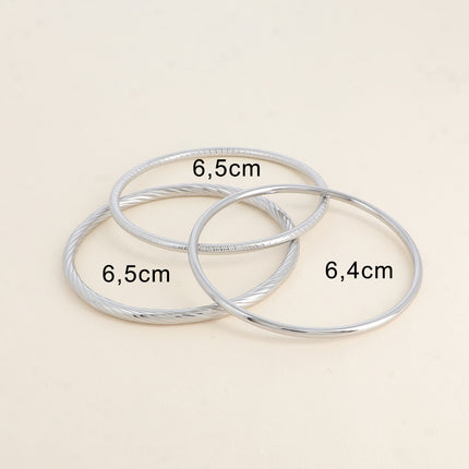 Lot de 3 joncs - lisse, strié et torsadé - diamètre 6,4 et 6,5 cm