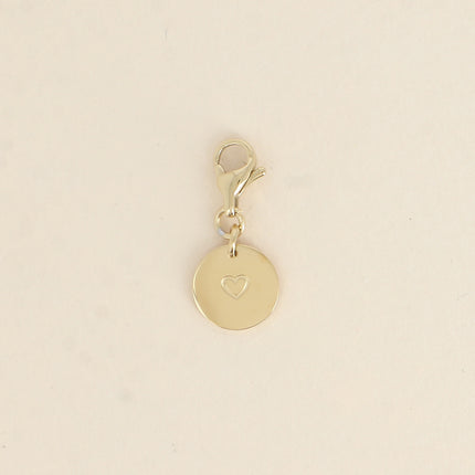 Charm - round with engraved heart