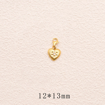 Charm - coeur texturé et motif fleur avec cristal