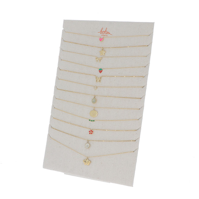 Kit de 24(12+12) colliers - doré multi - prix moyen de 4,90€/pc - Présentoir offert