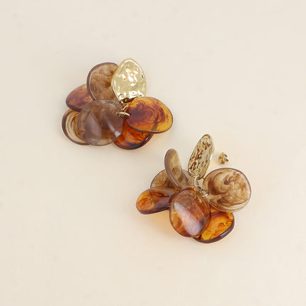 Boucles pendantes Ava- pièces style pétales en acétate