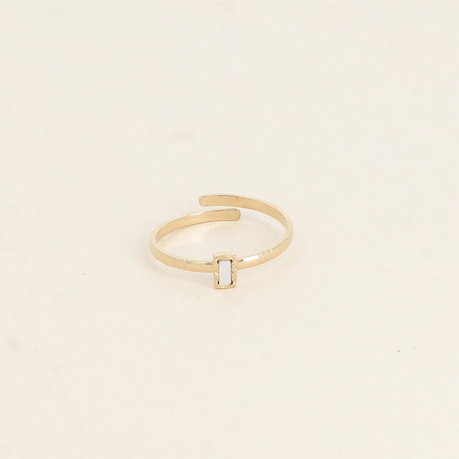 Jasminelle delicate ring - small rectangular natural stone