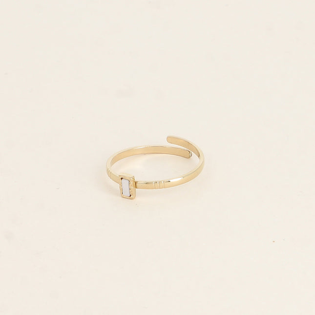 Jasminelle delicate ring - small rectangular natural stone
