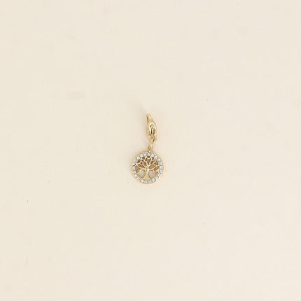 Charm - pendentif rond avec arbre de vie et oxydes de zirconium