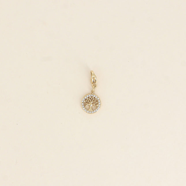 Charm - pendentif rond avec arbre de vie et oxydes de zirconium