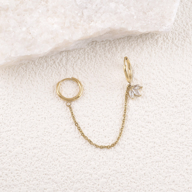 Mono-boucles - style feuillage, 3 oxydes de zirconium