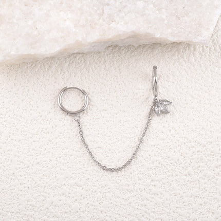 Mono-boucles - style feuillage, 3 oxydes de zirconium