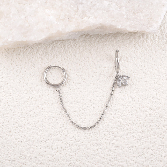 Mono-boucles - style feuillage, 3 oxydes de zirconium