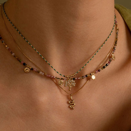 Collier sur fil Naïa - arbre de vie avec oxydes de zirconium