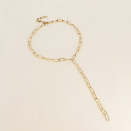 Collier en Y - maille aux anneaux ovales allongés