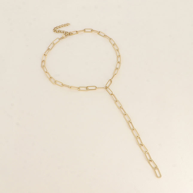 Collier en Y - maille aux anneaux ovales allongés