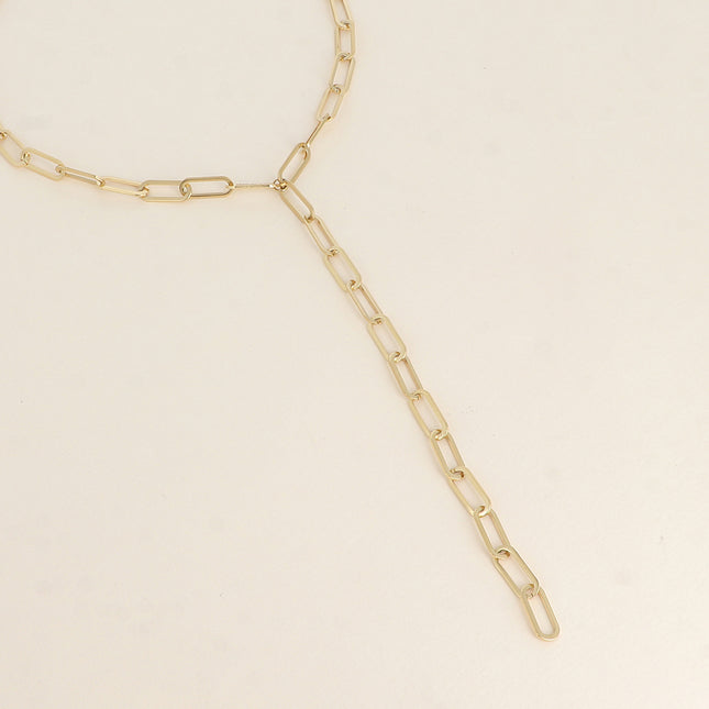 Collier en Y - maille aux anneaux ovales allongés