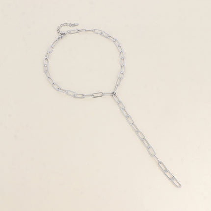Collier en Y - maille aux anneaux ovales allongés